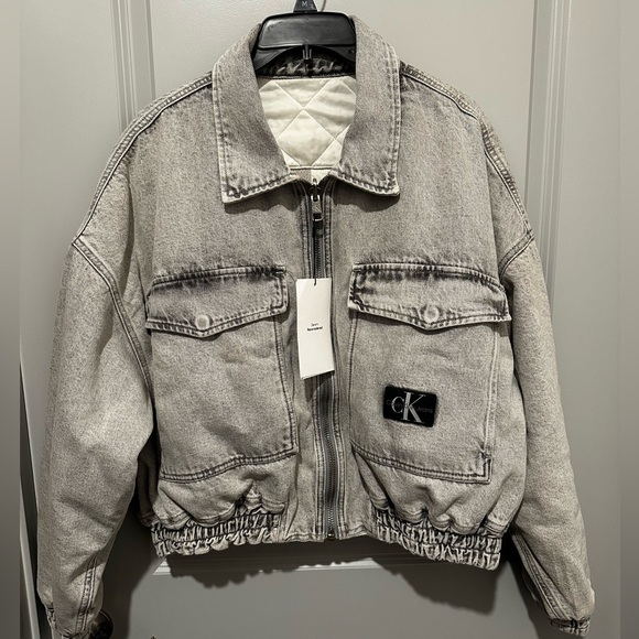 Brand new Reversible Cropped Denim Bomber Jacket - Picture 1 of 2
